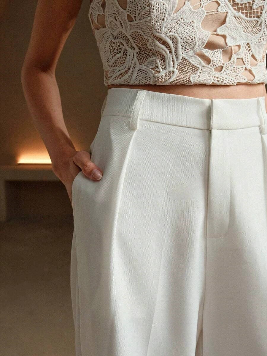 Elegante Marlenehose Damen mit hohem Bund und weitem Bein
