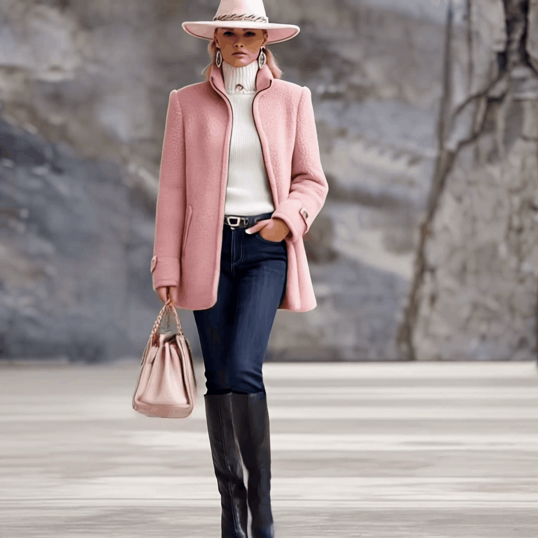 Fleece Jacket with Zip Front and Stand Collar