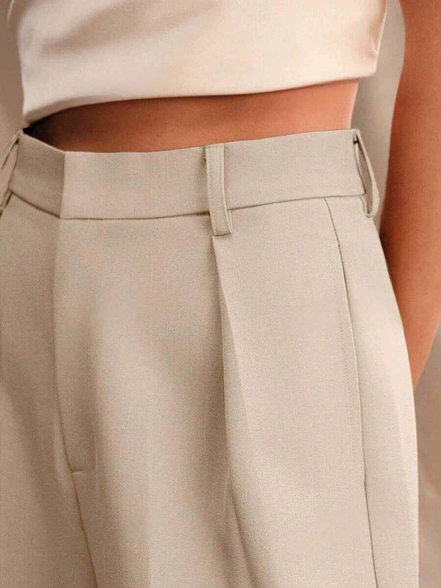 High Waist Marlenehose Damen, elegante Stoffhose