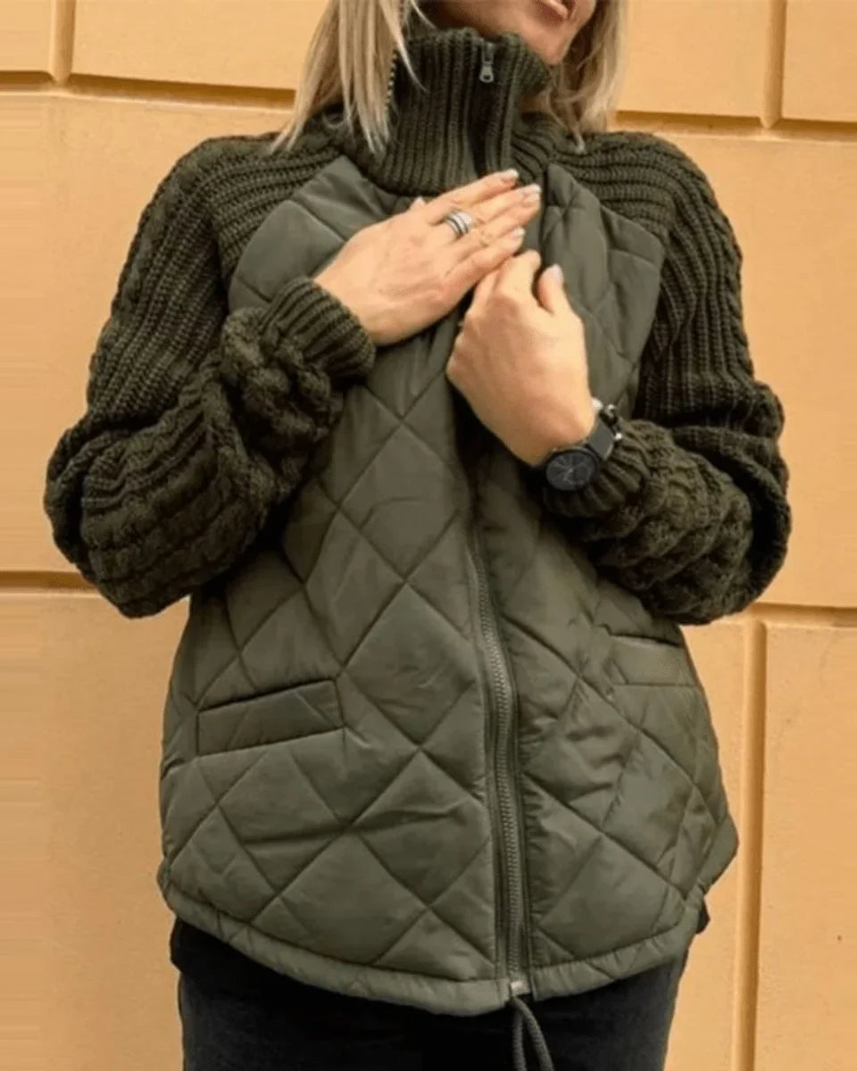 Women's quilted zip-up stand collar puffer jacket