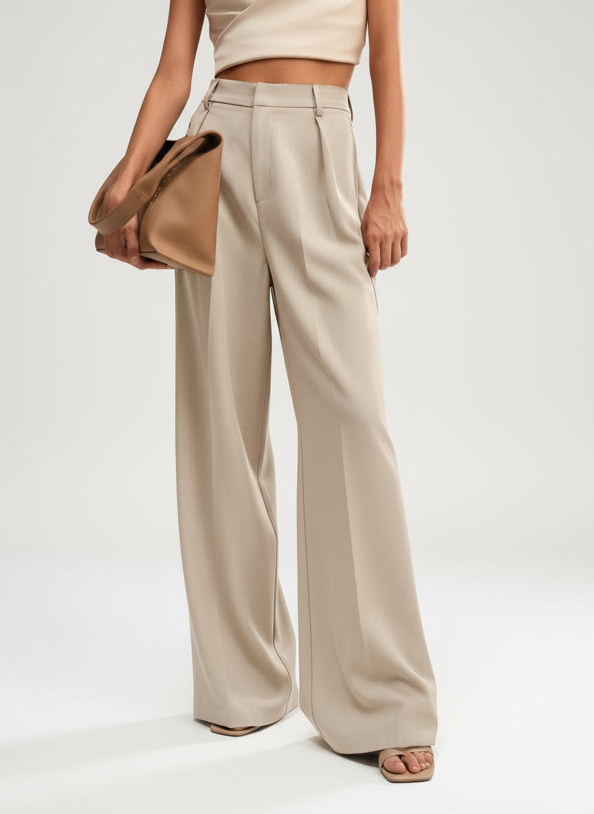 Elegante Marlenehose Damen mit hohem Bund und weitem Bein